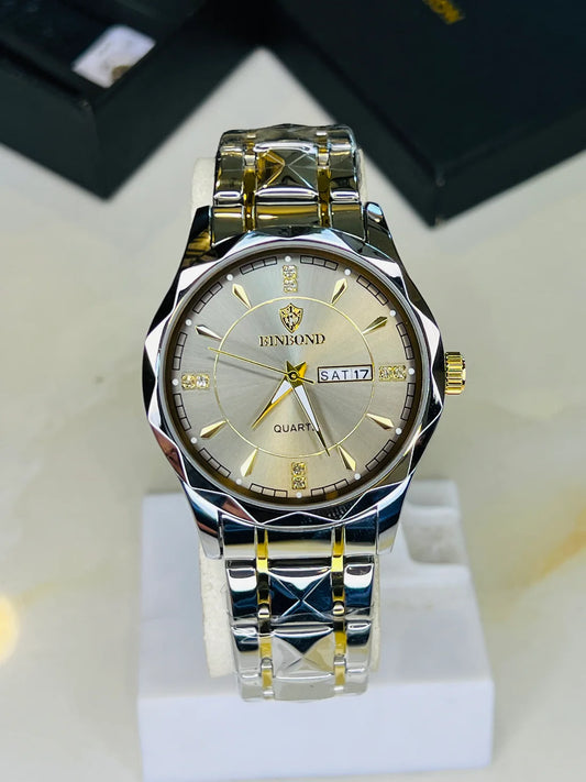 Binbond Silver Prism Watch – Two Tone Stainless Steel