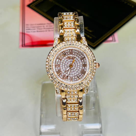 Rose Gold Iced Out Watch For Her