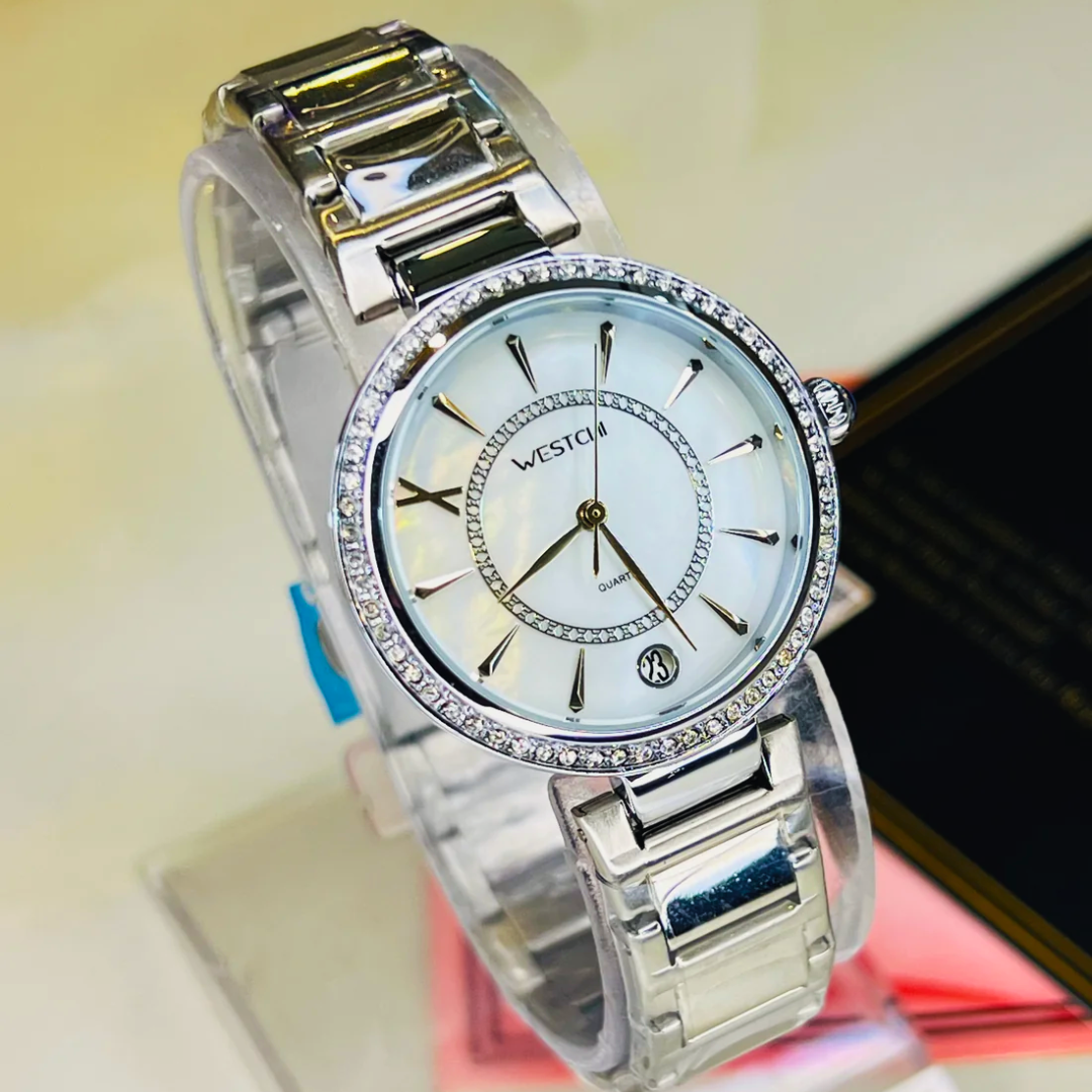 Westchi Silver White Dial Watch For Her