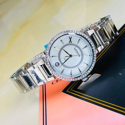 Westchi Silver White Dial Watch For Her