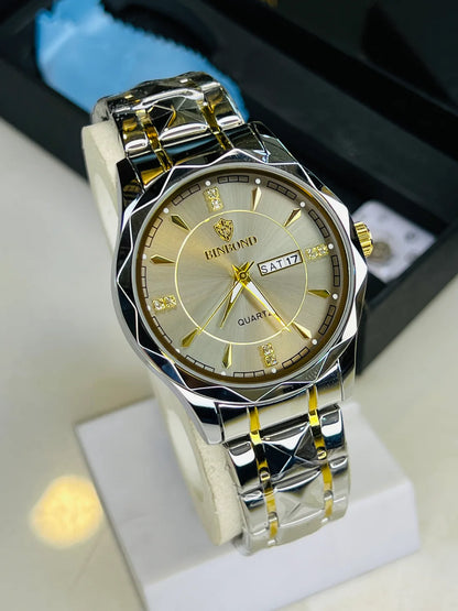 Binbond Silver Prism Watch – Two Tone Stainless Steel