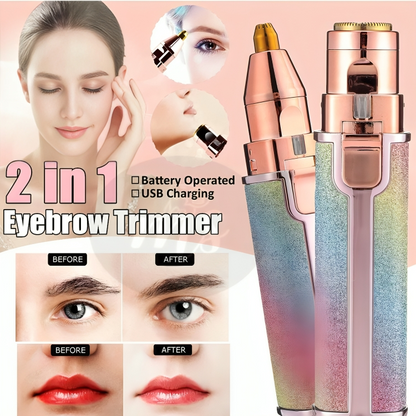2-in-1 Electric Eyebrow Trimmer & Facial Hair Remover – Painless, Rechargeable & Precise Hair Removal for Women Shopezfy