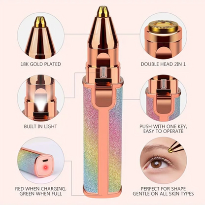 2-in-1 Electric Eyebrow Trimmer & Facial Hair Remover – Painless, Rechargeable & Precise Hair Removal for Women Shopezfy